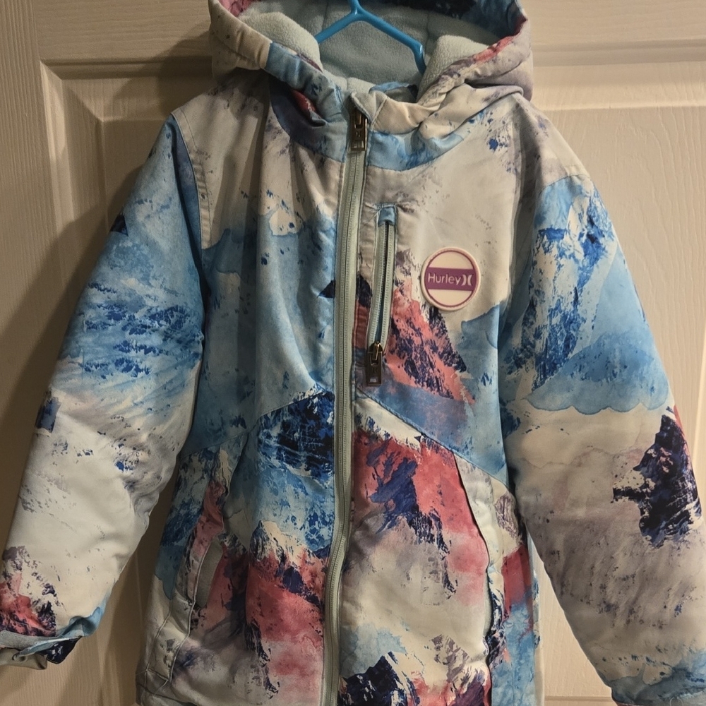 Hurley Kids Puffer Jacket - Blue and Pink